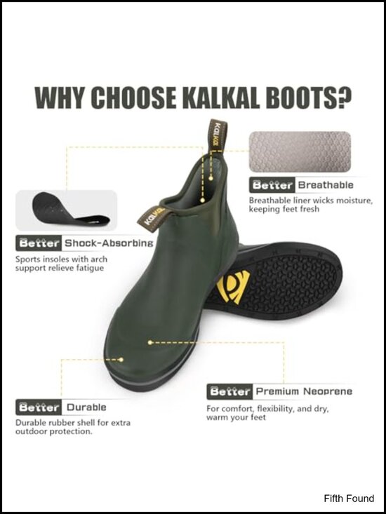 Men\'s Waterproof Rubber Ankle Boots Memory Foam Anti-Slip Fishing Rain Boots main image 4